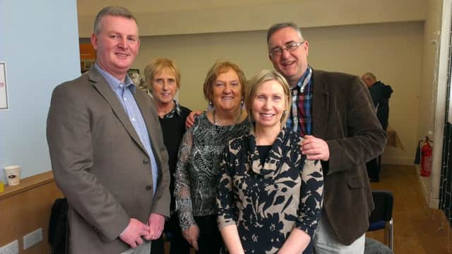 Cllr Ian Stevenson, Jean McGarry and Angela O'Hagan (Loughguile Community Association) Linda Ervine and Liam Logan. inbm13-16s