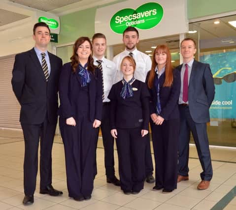 Staff and directors of Specsavers, Meadows Shopping Centre, who are preparing to move to new premises in the town centre soon. Included from left are, JP Rice, dispensing director, Stacey McCabe, Luke Mulligan and Saoirse O'Neill, optical assistants, Scott White, lab technician, Zenia Taylor, store manager, and Michael Kennedy, ophthalmic director. INPT12-203.