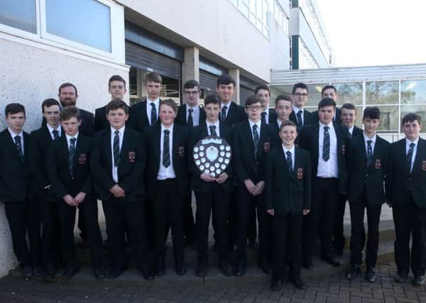 Cambridge House Grammar School team who won the City of Derry Under 14 tournament and were semi-finalists in the O'Kane Cup tournament at Ballymena Academy. INBT 12-170C