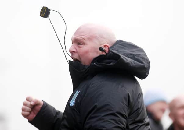Ballymena United manager David Jeffrey celebrates after Willie Faulkner scores to make it 2-1 against Warrenpoint Town. 

Picture by Jonathan Porter/PressEye