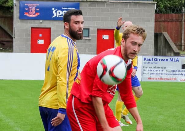 Kyle Robinson (right) scored twice for Ballyclare Comrades Reserves in the 5-0 win over Sport and Leisure Swifts.