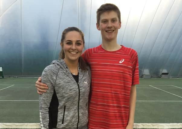 Caleb and his coach Lynsey McCullough - Head Coach for Ulster Tennis Academy U18 Squad