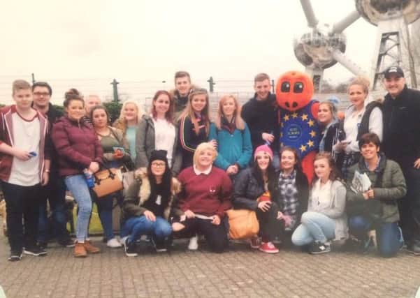 The group of young people from Northern Ireland who travelled to Belgium as part of the Education Authority.