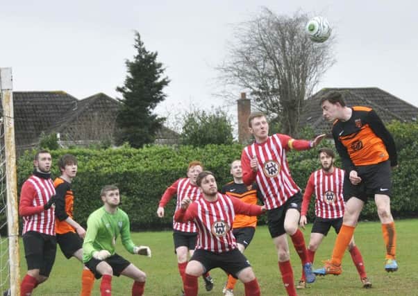 Action from the South Antrim League match between Harmony Hill & Victoria Athletic US1316-402PM Pic by Paul Murphy