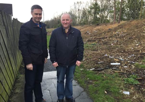 Paul Frew and Reuben Glover at the recently cleared site.(Picture submitted)