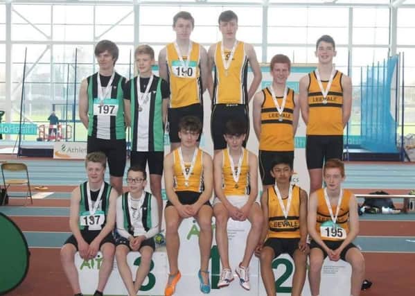 The Ballymena & Antrim Athletic Club under-15 relay team at the All-Ireland finals.
