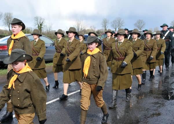 On parade during the Easter Rising Centenary commemorations held at the Loup.INMM1316-328