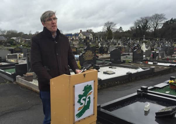 Sinn FÃ©in MLA for Upper Bann, John O'Dowd, addresses the 1916 Centenary Commemoration in Portadown