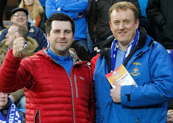 UUP Councillors Marc Woods and Colin McCusker at the Irish Cup semi Final