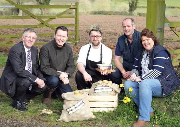 (L-R): Ivor Ferguson, UFU Deputy President pictured alongside Andrew Graham, Manager of The Hillside Bistro, Hillsborough, Chef Adam Harding, Fred Murphy, Potato Grower and supplier from Carnreagh Farm, Hillsborough and Chef Paula McIntyre. The restaurant was crowned for serving the Mightiest Mash in Northern Ireland as part of the Mighty Spud Awards 2016. 

-ENDS-

(Pictures: Cliff Donaldson)

For further information please contact Annette Small at Morrow Communications on 028 9039 3837 or email a.small@morrowcommunications.com
