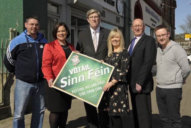 Upper Bann Sinn FÃ©in Candidates John O'Dowd and Catherine Sealey  pictured at Banbridge Electoral Office handing in their Nomination Papers with Sinn  FÃ©in Vice President Mary-Lou McDonald TD, Cllr Brendan Curran, Kevin Agar and Johnny McGibbon Â©Edward Byrne Photography INBL1614-207EB