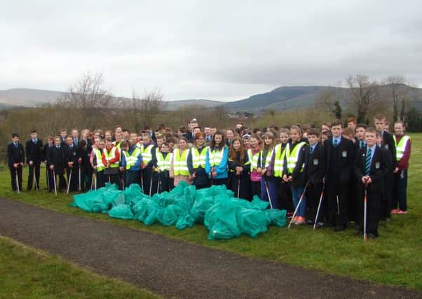 Draperstown pupils carry out a clean-up of a local beauty area, The Plantain