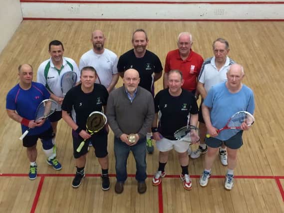 The Lisburn Racquets Masters squad who edged out a narrow title race by just two points.