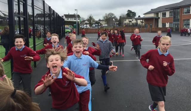 Pond Park Primary School pupils taking part in the Daily Mile.