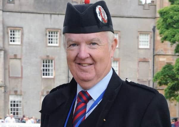 Mervyn Herron (Outgoing Contest Committee Chairman) pictured at the County Antrim Pipe Band and Drum Major Championships at Glenarm Castle on Saturday 18th July 2015.