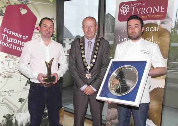 Chef Brian McMonagle from the Brewers House Restaurant Donaghmore, pictured here with former Dungannon Mayor Sean McGuigan with Kieran McCausland