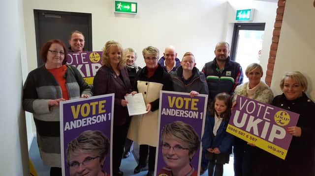 UKIP candidate Donna Anderson handing in nomination papers.