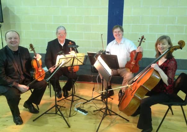 Performing at Eden Community Centre were the Ulster Orchestra quartet of Tamas Kocsis (violin), Michael Alexander (violin), William Goodwin (viola), and Morag Stewart (cello).  INCT 15-740-CON
