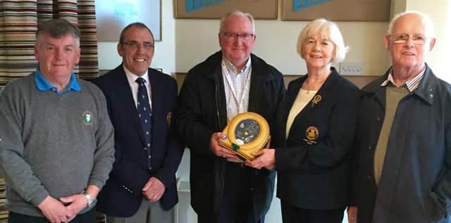 Mr Eamon McCourt, City of Derry Golf Club President Mr Maurice Quigg, Mr James McGuiness (Heartsine Ltd), City of Derry Golf Club Lady Captain Mrs Frances McLaughlin and Mr Noel OConnell.