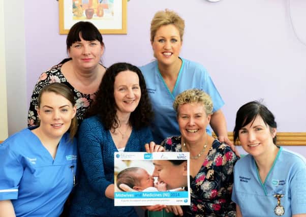 Southern Trust Pharmacist Lyn Watt who helped to develop the new regional guidance for midwives on Medicines with Southern Trust Director of Pharmacy Tracey Boyce and some of the Midwifery Team from Craigavon Area Hospital, Valerie Porter, Michelle Kane, Eimear Hackett and Arlene Hamilton.