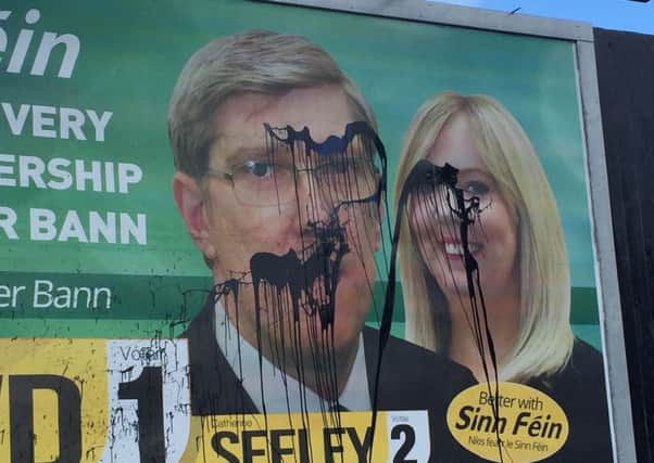 One of the  billboards in Portadown which was defaced. MH