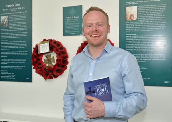 Councillor John Stewart at the launch of his book, The Carrickfergus Great War Roll of Honour in Carrickfergus Civic Centre. INCT 16-001-PSB