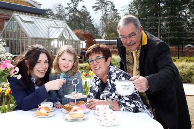 Pictured launching the Punjana Tea Dances at the Allianz Garden Show Ireland are three generations of the same family, Mervyn and Ann Adams with their daughter Lesley Ann and granddaughter Loretta.  Picture: Darren Kidd/Press Eye