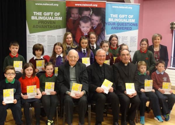 Bishop of Derry Donal McKeown visited An Carn to launch a new bilingual prayer book, Leabhar UrnaÃ­
