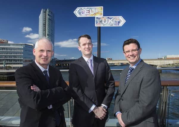 Michael McAllister, director, ASM Chartered Accountants in Magherafelt is pictured with Brian Clerkin, director, ASM Chartered Accountants in Belfast and Ronan McGuirk, director, ASM Chartered Accountants in Newry.