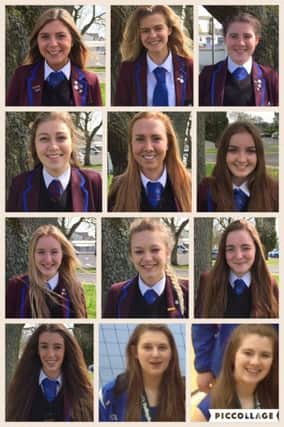 Photos top row from left to right: Lauren Gibson, Isy Ross (Captain), Sophie Rollins. Second Row down from left to right: Harriet Moore, Brownyn Thompson, Caitlin McCormick. Third Row down from left to right:
Jessica Johnston, Megan McBurney, Susan Gilmour. Bottom Row from left to right: Abi Millar, Caitlin Winchbourne, Claire Finnerty. INBM18-16S