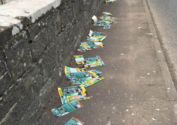 Sinn Fein election leaflets that were dumped in Upperlands