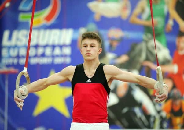 Ewan McAteer, who took the all around junior title and finised in first place on the rings.