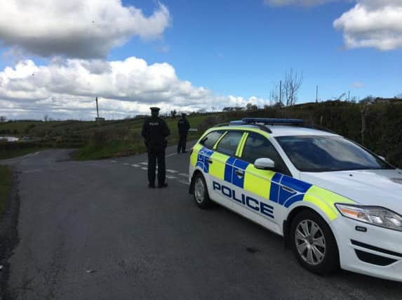 Police officers conduct an anti-burglary vcp in the area of Kernan Road, Gilford.