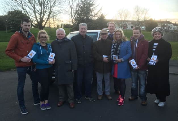 Jo-Anne Dobson with members of her campaign team canvassing for the Thursday 5th Assembly Election.
