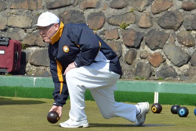 Stephen Moran bowling for Whitehead in their game with Dromore. INCT 16-028-PSB