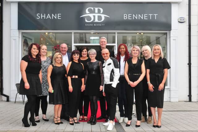 Shane Bennett with his staff and the team from Goldwell UK and Global team.