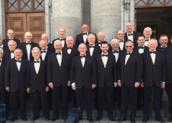 Portadown Male Voice Choir pictured outside Cork City Hall where they shone at the weekend.