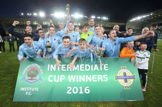 Institute 2016 Intermediate Cup winners following their deserved win over Ards, at Windsor Park. Picture by Matt Mackey/Press Eye