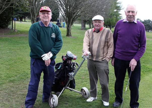 Taking part in the Bill Rainey Memorial competition at Ballymena Golf Club were Brian Dempster, Willie Montgomery, and Gordon Caldwell. INBT 18-839H