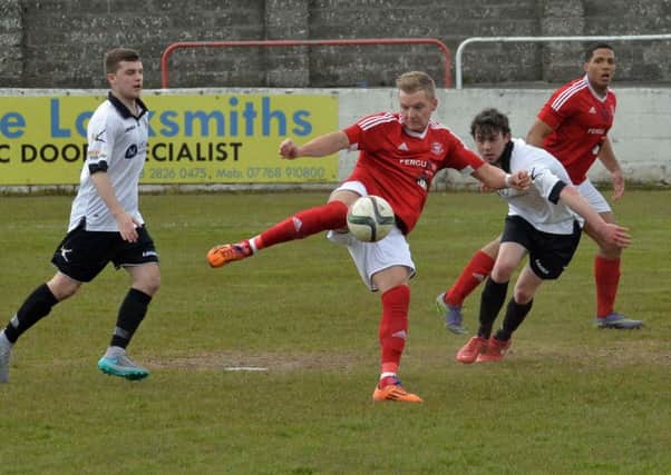 Chris Rodgers in action for Larne FC in their 6-1 win over Lisburn Distillery at Inver Park. INLT 17-001-PSB
