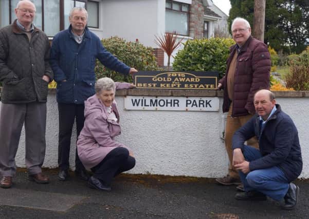 High Sheriff of County Antrim James Perry (second from right) presents residents of Wilmohr Park with the Ahoghill Best Kept competition Gold award . (Submitted Picture).
