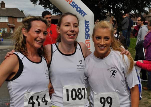 Three St Peters runners club members who were the first three women over the line in the 10K race.