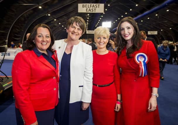 DUP leader Arlene Foster with successful North Belfast candidate Paula Bradley