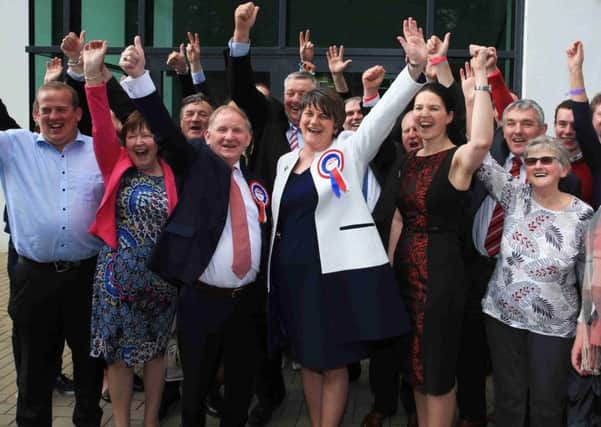 Press Eye Ltd

Friday 6th May 2016

Picture by Press Eye 

First Minister Arlene Foster with party collegue Lord Maurice Morrow celebrating with suppporters after being elected in Fermanagh South Tyrone.