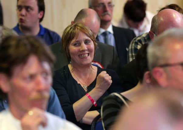 Jenny Palmer's reaction at the initial count announcement.

 Photograph: Declan Roughan