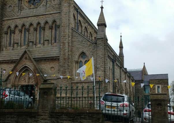 St Patrick's Church, Dungannon puts Papal flags upside down for Confirmation