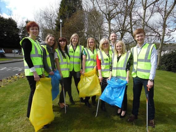 Staff from Armagh City Banbridge and Craigavon Borough Council who took to Banbridge to collect litter as part of the Big Spring Clean.