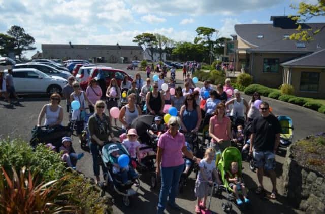 Teenie Tots and Baby Zone pramblers pictured at Portstewart Baptist Church at their last pram push in 2014.