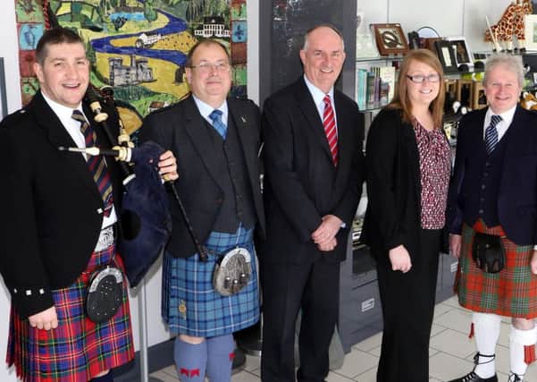 Pictured at the official launch for the 2016 Mid-Ulster Championships, are, from left: Alan Ferguson, pipe major of Matt Boyd Memorial, who will be competing in the contest; Trevor Wilson, chairman, Mid-Ulster Section; Tanya Thom, Royal Hotel, the venue for all Mid-Ulster Section functions; Desmond McLaughlin, secretary, Mid-Ulster Section; Frances Burton, chair, development committee, Mid-Ulster District Council and Sam Glasgow M.B.E., president, Mid-Ulster Section.
