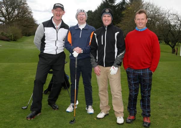 Keith Walker, Jeffrey Robinson, Michael Connolly and Gordon Willis enjoying a recent round at Carrickblacker.INPT16-617